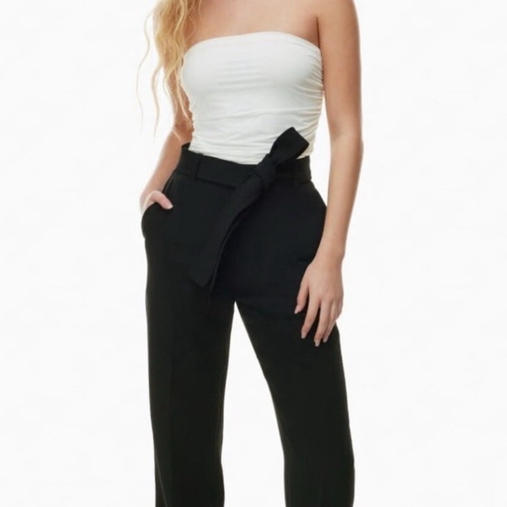 Wilfred Black High-Rise Tie-Waist Pants
